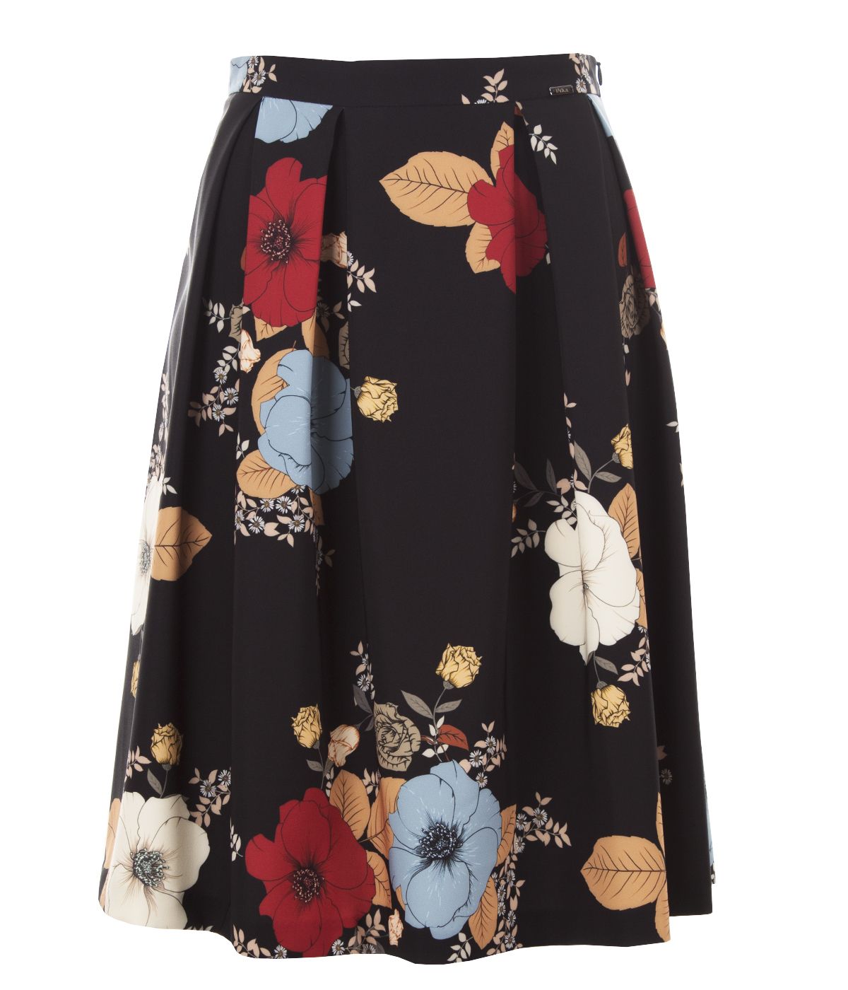 Midi skirt with box pleats and floral print  0